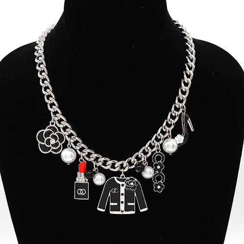 N0569 YN3749 Multi Charms Dangle Chain Necklace