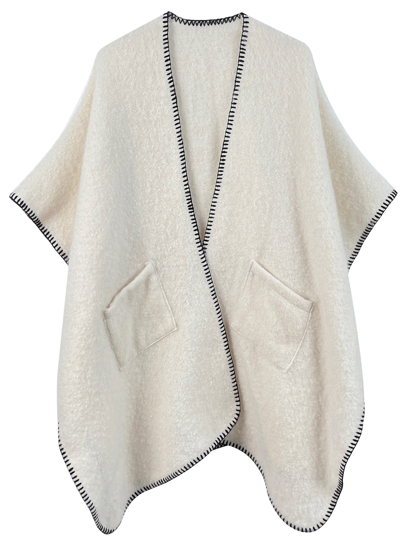 Stitch-Lined Warm Poncho PC47 ZCK320058
