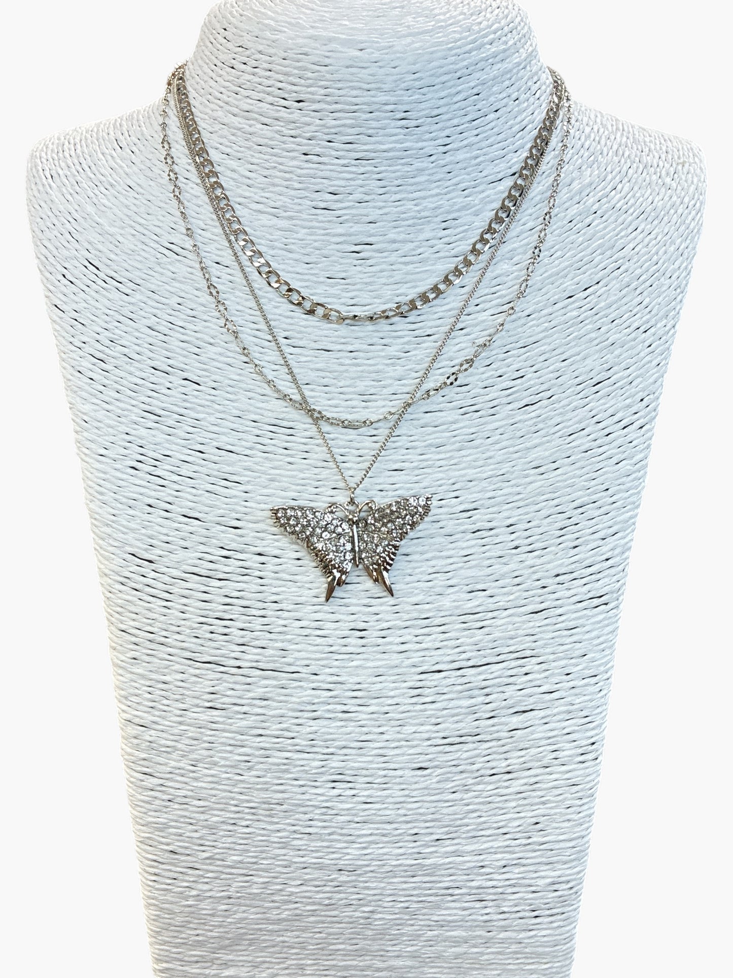N0314 | Rhinestone Butterfly Charm Necklace | KS5082
