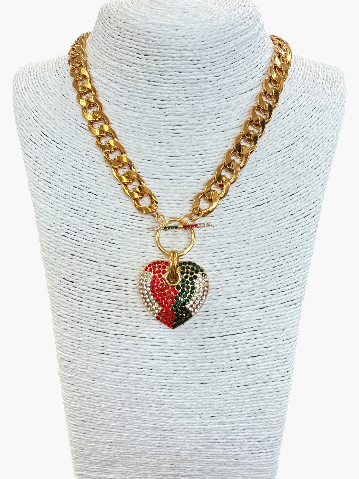 Pave Heart Chain Necklace | N3164