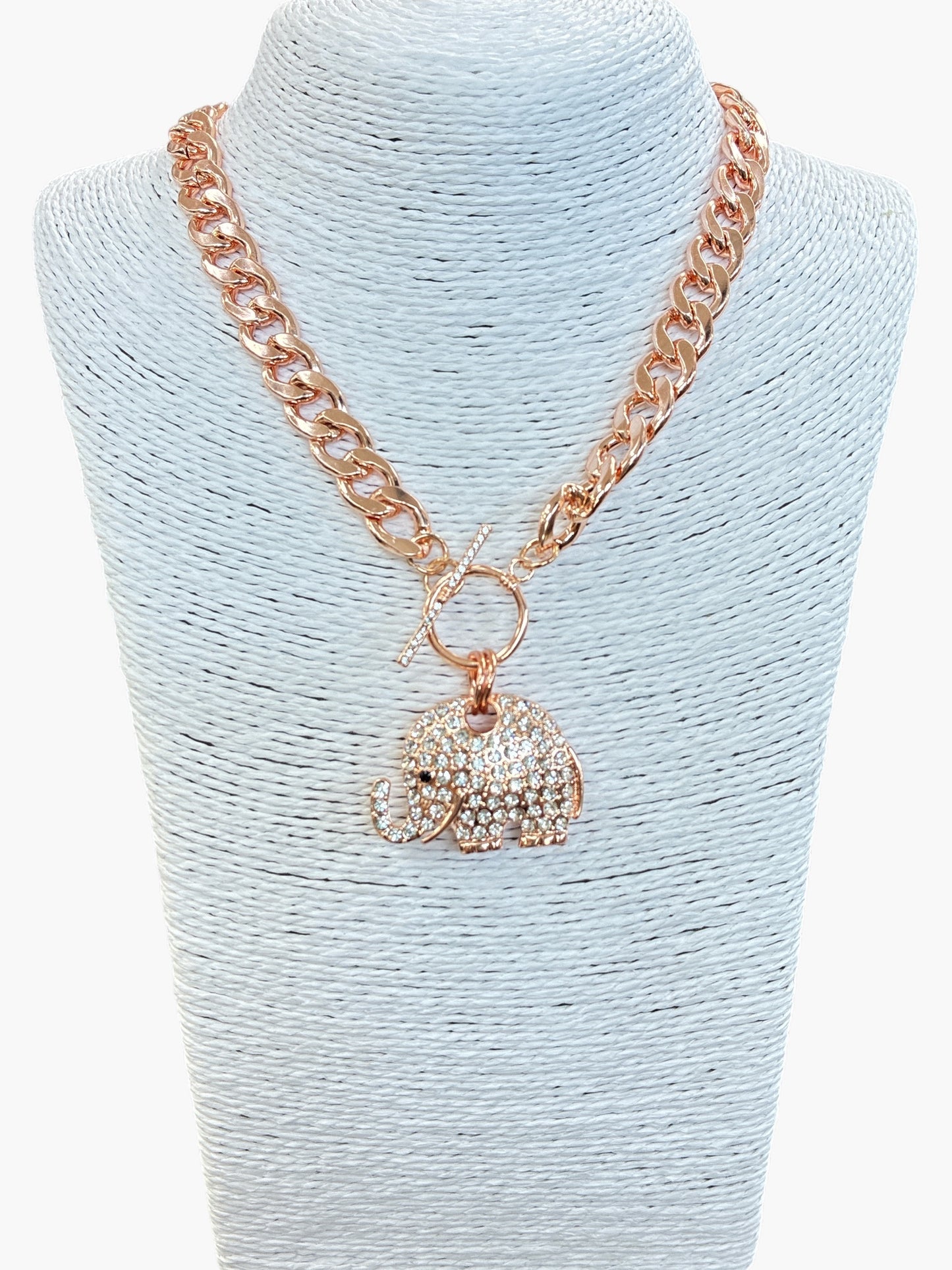 N3062| Rose Gold Elephant Charm Necklace |KS7177