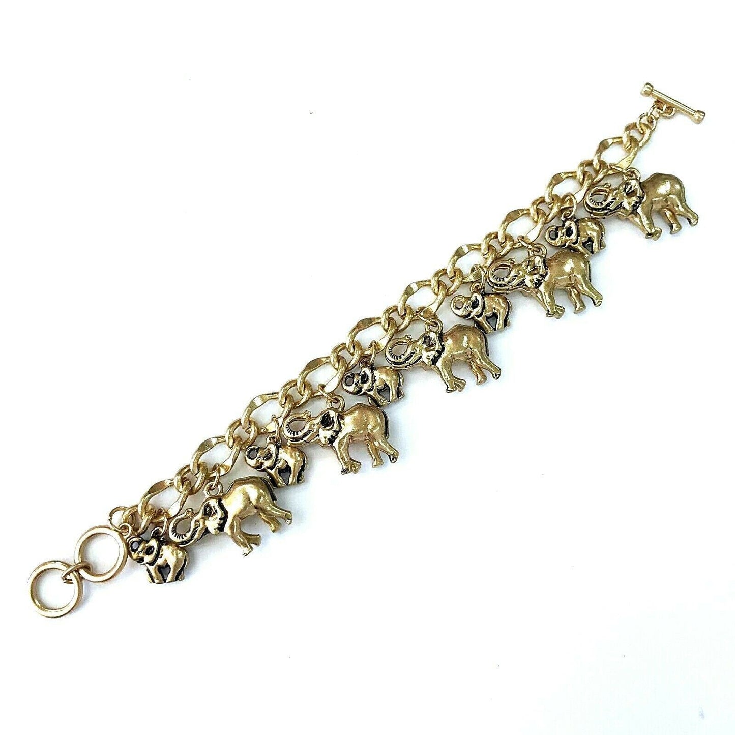 B0115  Elephant Shape Charms Decorated Chain Bracelet