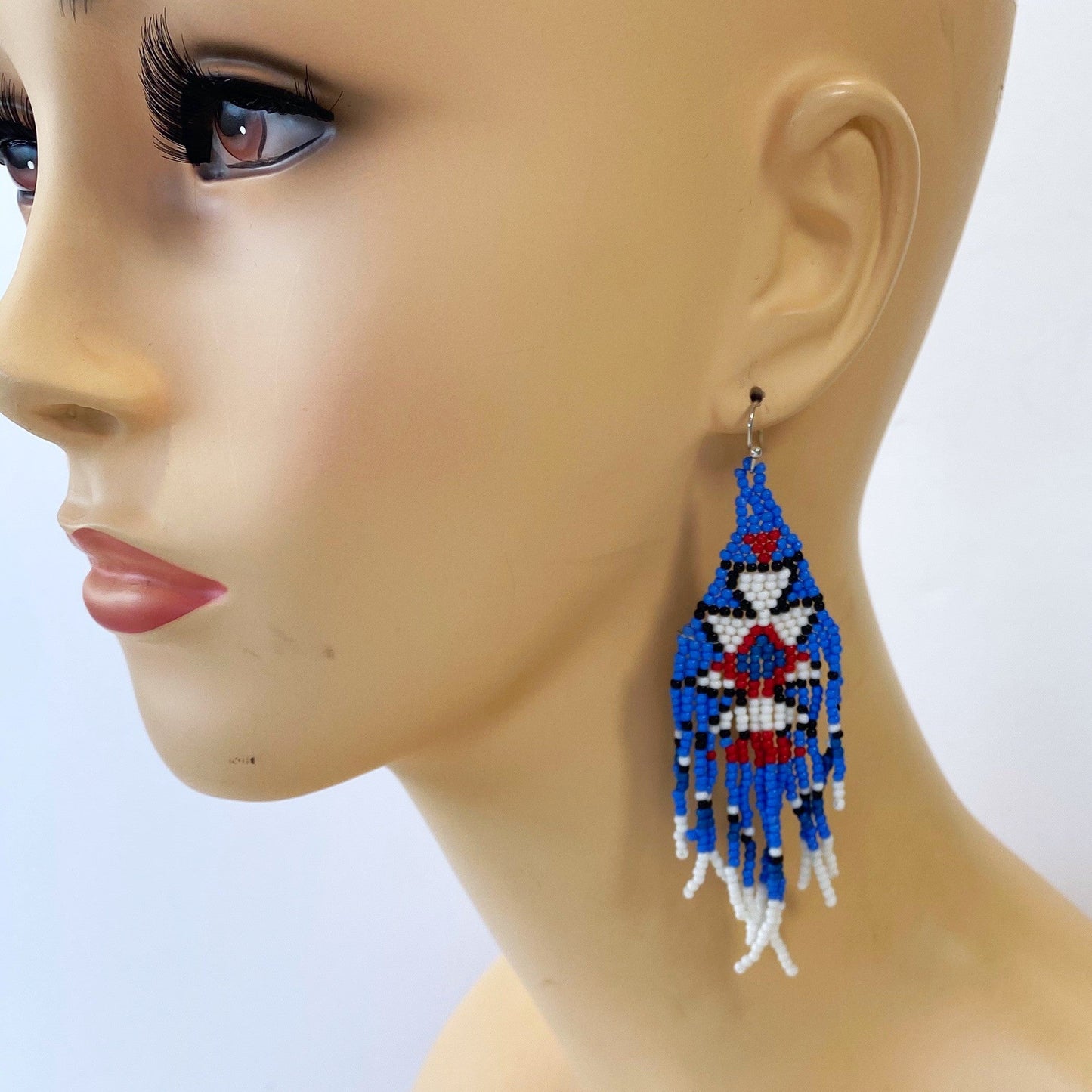 E0973 AE3295 Beads Decorated Tassel Drop Dangle Hook Earrings