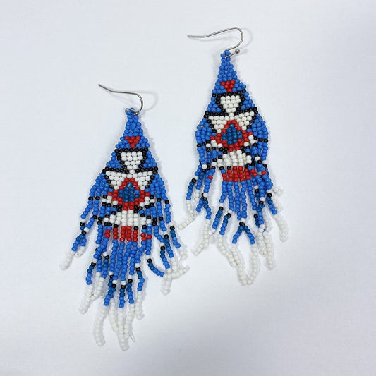 E0973 AE3295 Beads Decorated Tassel Drop Dangle Hook Earrings