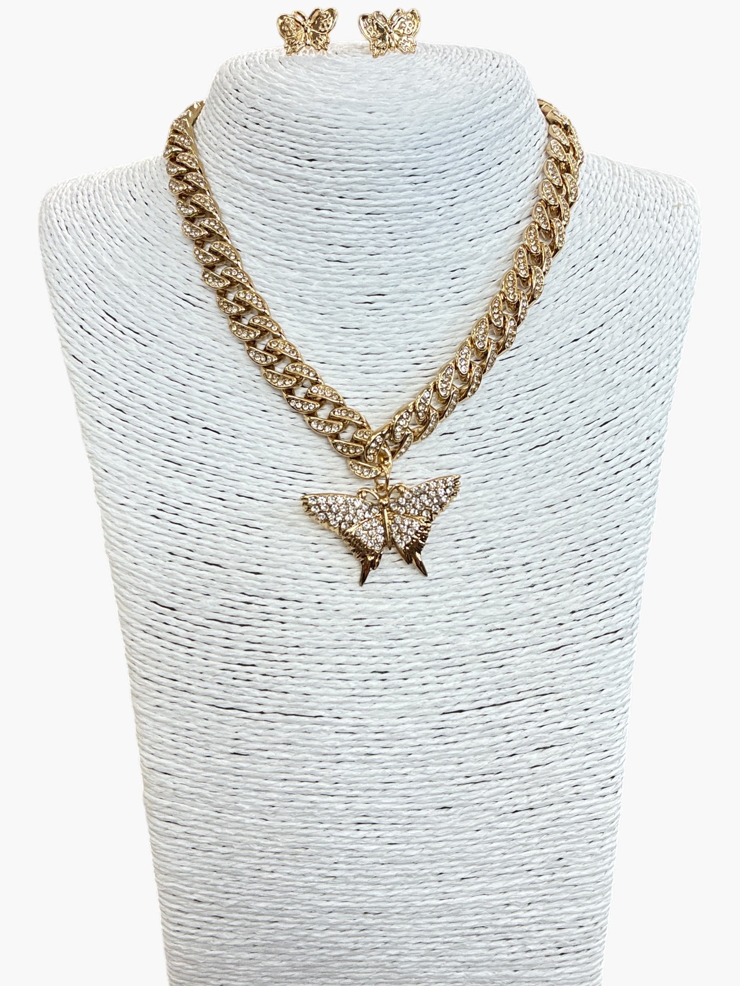 Rhinestones  Butterfly Necklace