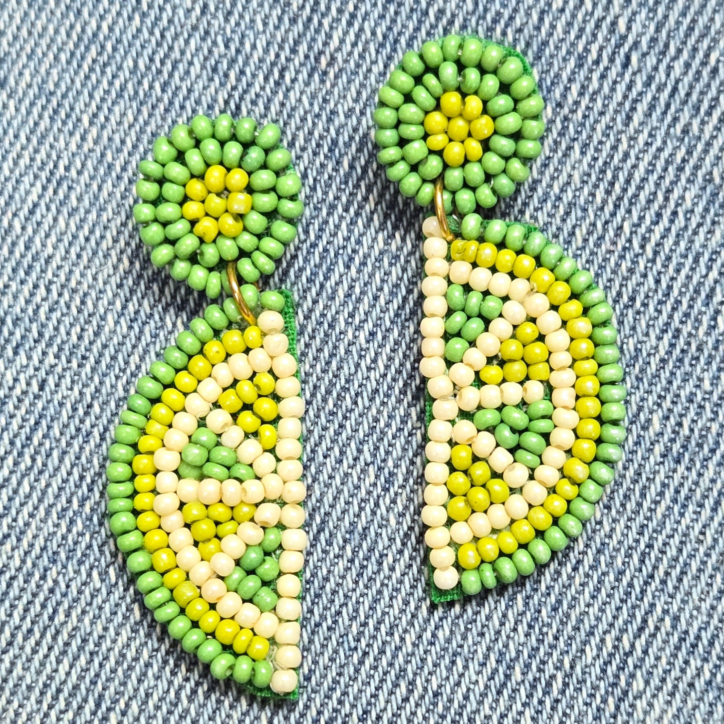 E1261 AE5993 Lime Slice Drop Dangle Earrings