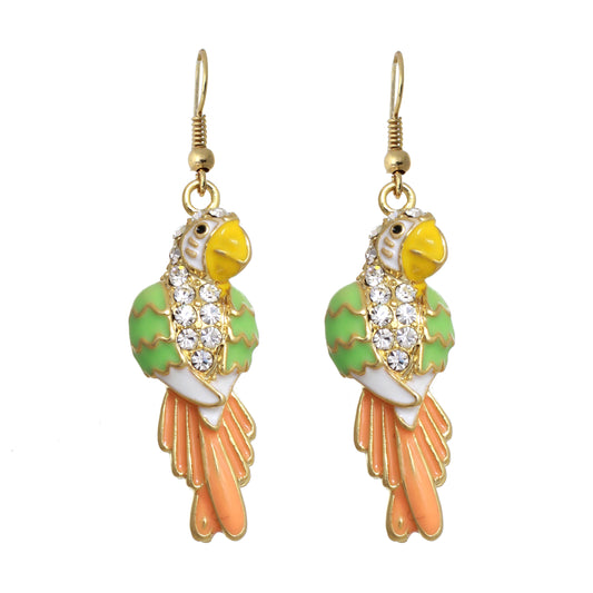 E0871 23684 Animal Bird Parrot Shape Dangle Hook Earrings
