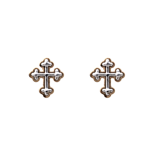 E1505 24653 Cross Stud Earrings