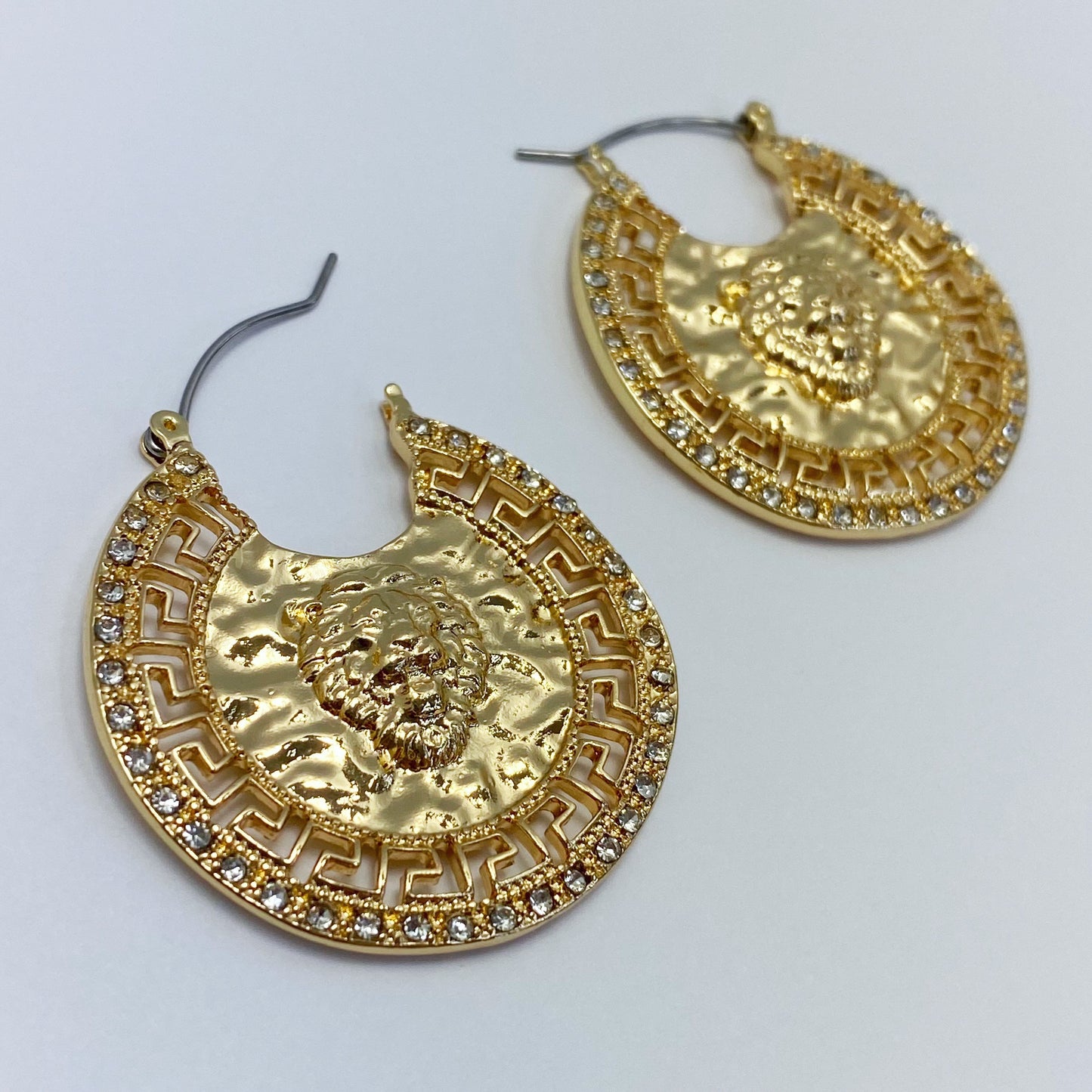 E0833 25E2738 Rhinestones Deco Circle Shape Drop Hoop Style Earrings