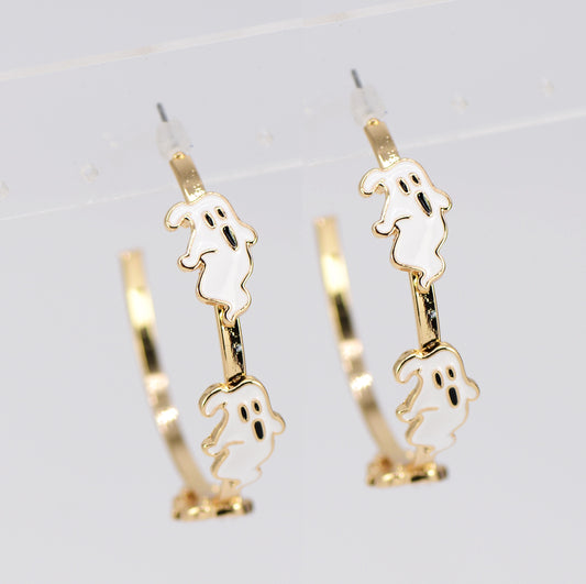 E1170 25E3713 Halloween Theme Open Circle Hoop Earrings