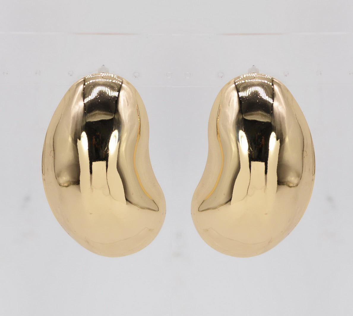 E0522 25E5473 Metal Curved Oval Bean Design Drop Post Earrings