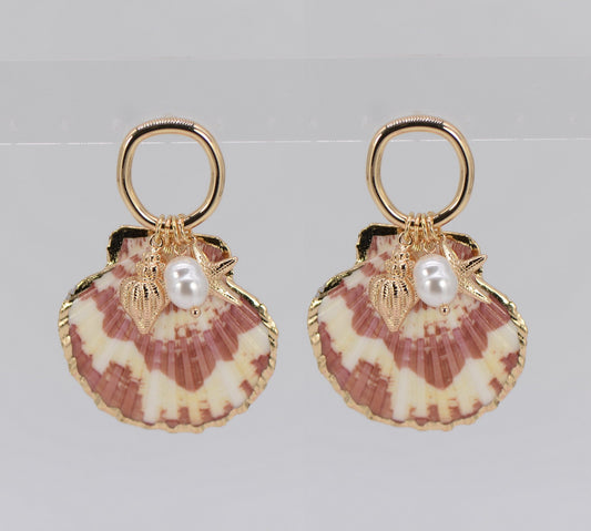 E0908 25E5984 Shell Design Drop Dangle post Earrings