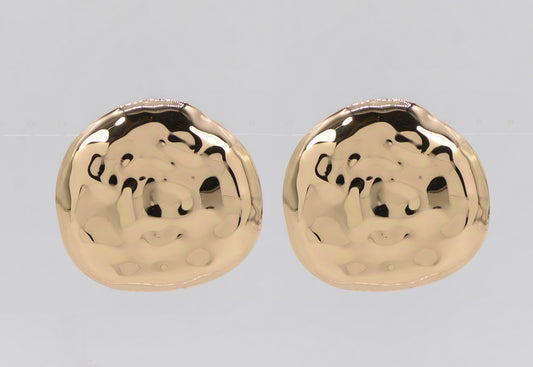 E0913 25E6006 Hammered Metal Big Circle Shape Drop Post Earrings