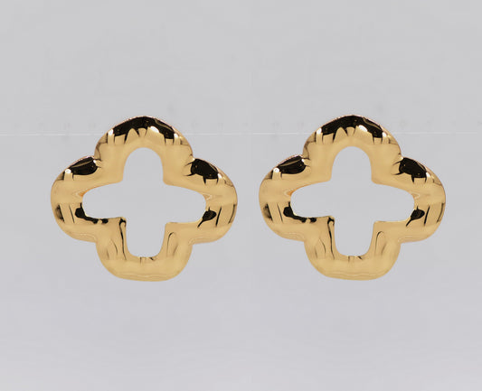 E0906 25E6054 Open Clover Design Drop Post Earrings