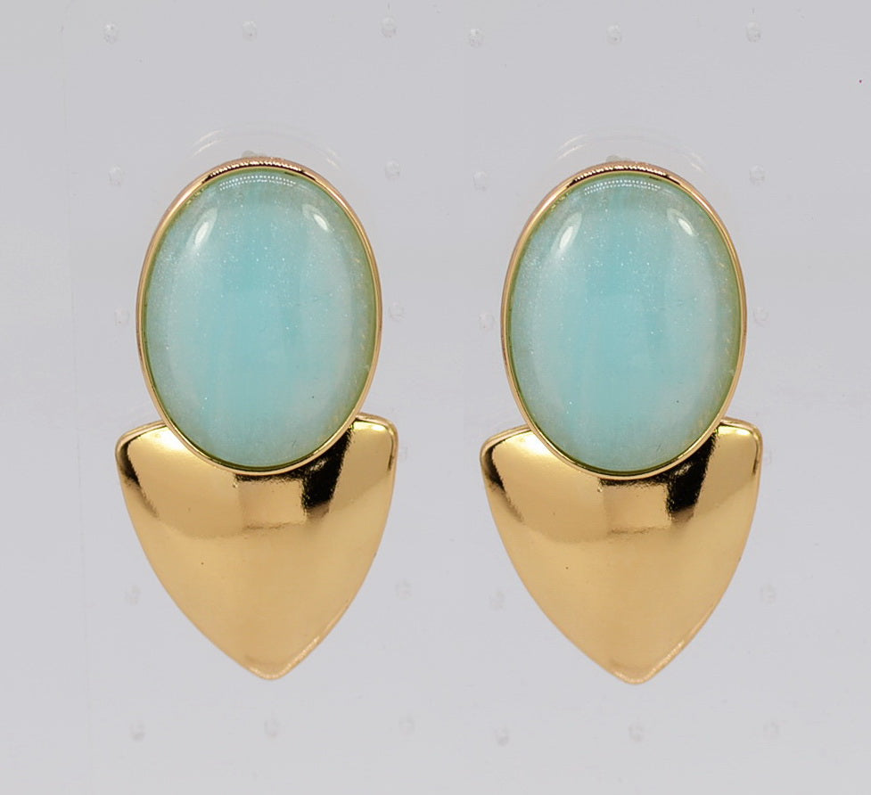 E1927 | Bold Oval-Top Geometric Studs Earrings | 25E6376