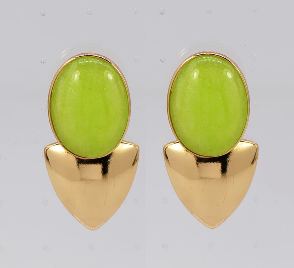 E1927 | Bold Oval-Top Geometric Studs Earrings | 25E6376