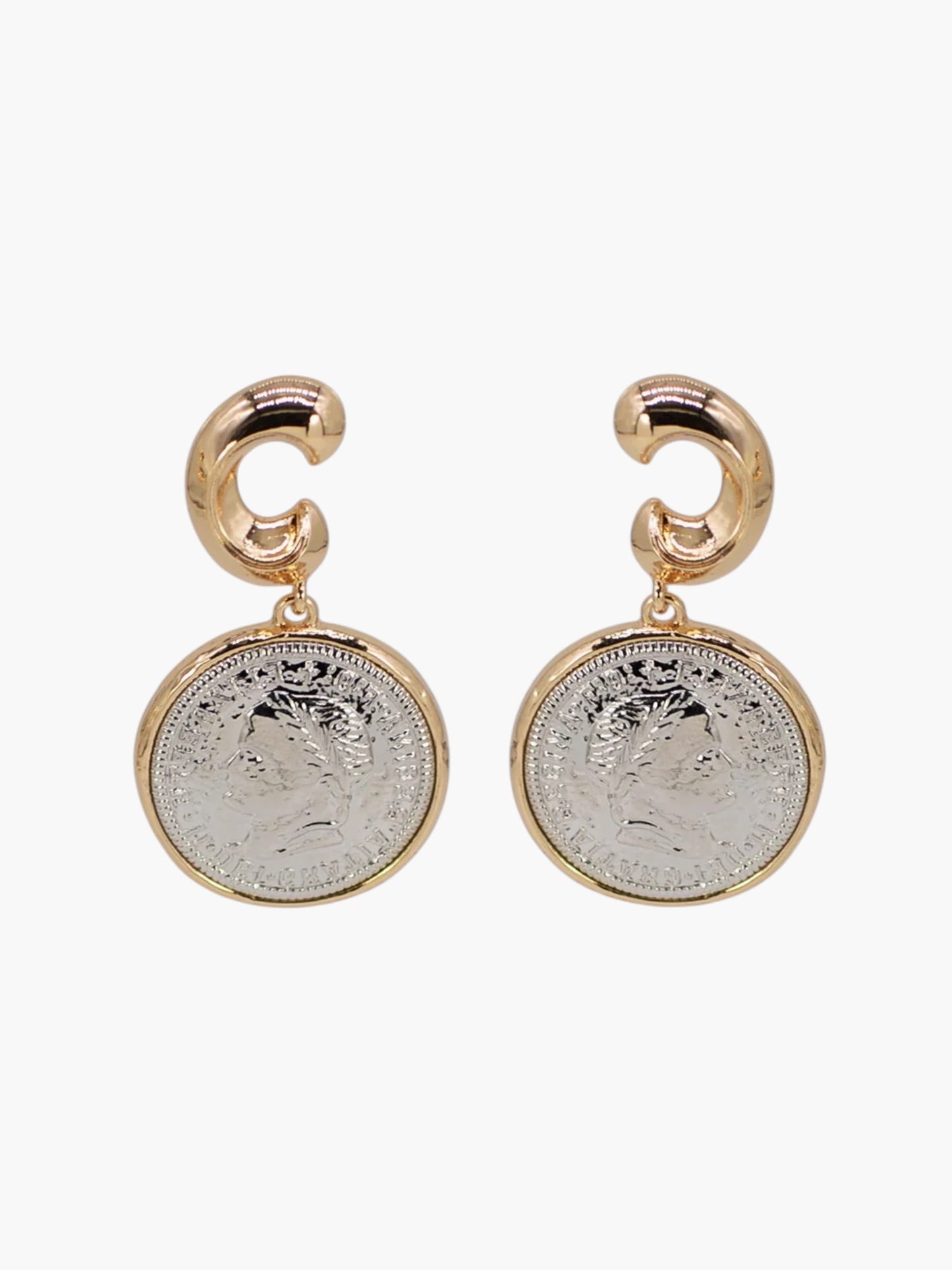 E2495 | Coin Charm Drop Earrings | 25E7076