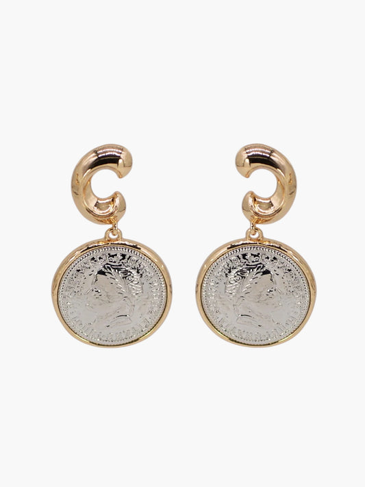 E2495 | Coin Charm Drop Earrings | 25E7076