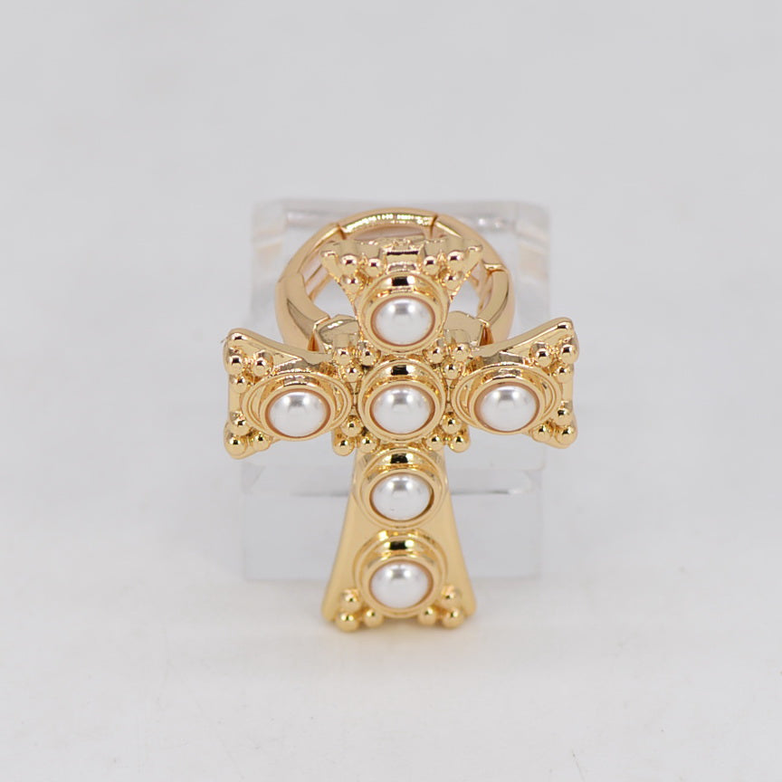 R0127 | Pearl Cross Statement Ring | 25R1071
