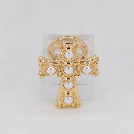 R0127 | Pearl Cross Statement Ring | 25R1071