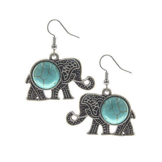 E0870 26493 Animal Elephant shape Drop Dangle Hook Earrings