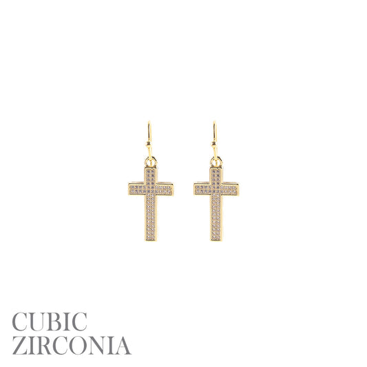 E1578 27604 Cross Dangle Earrings