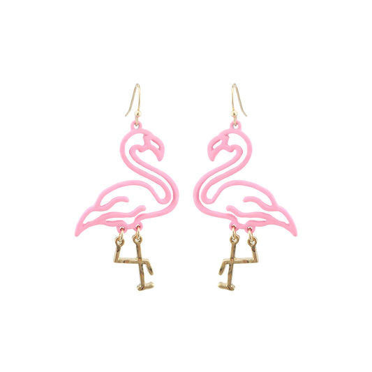 E1341 27628 Flamingo Dangle Earrings