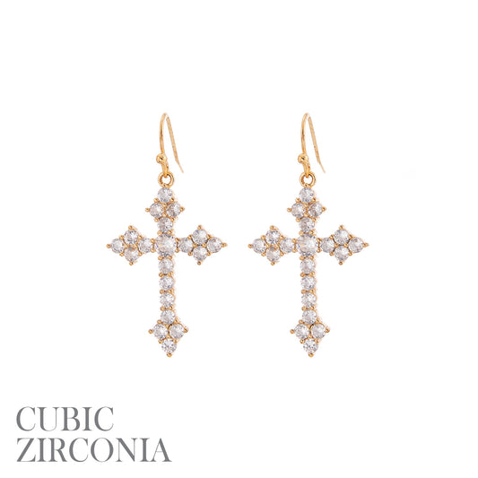 E1427 27817 Cross Dangle Earrings