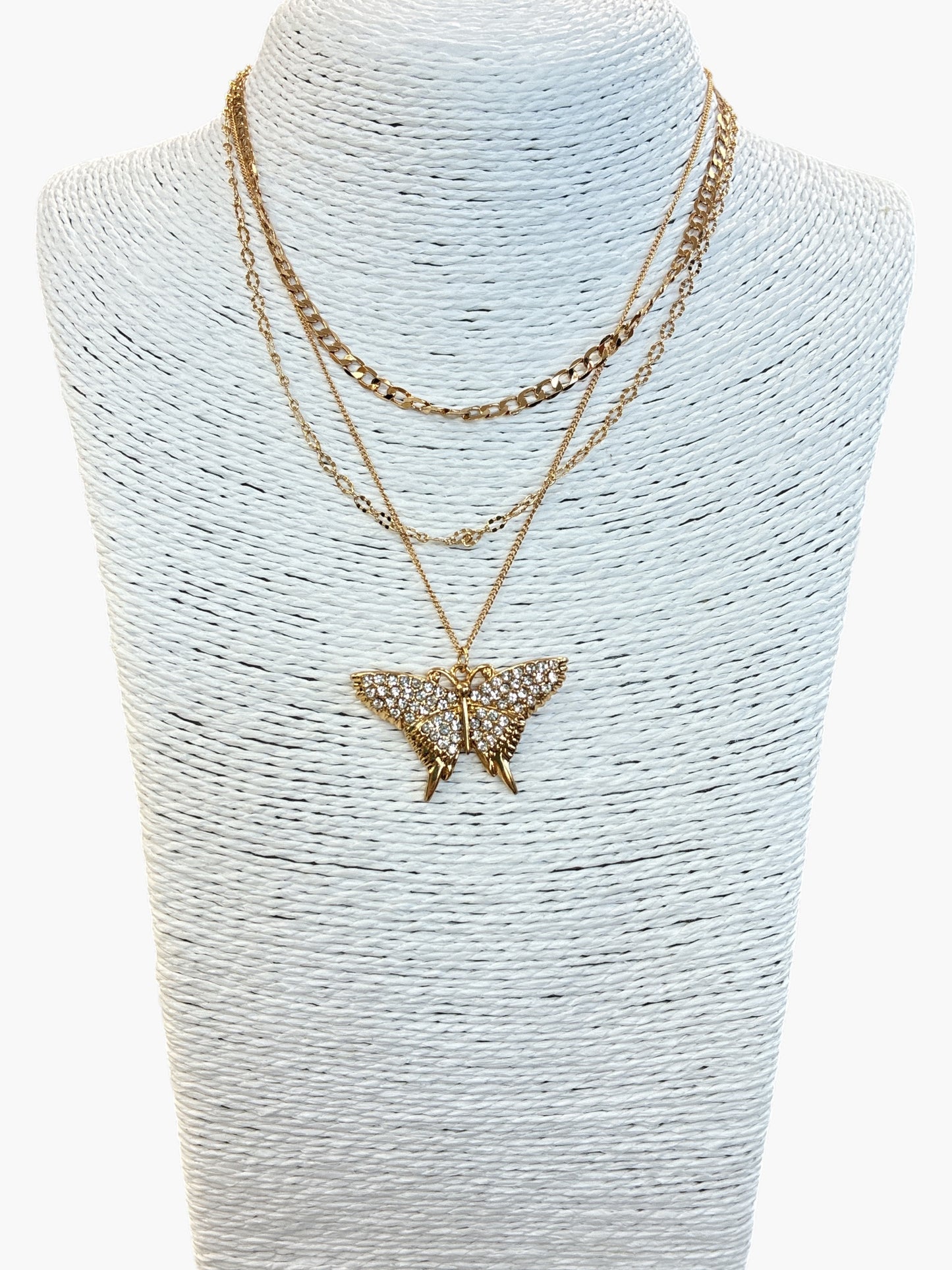 N0314 | Rhinestone Butterfly Charm Necklace | KS5082