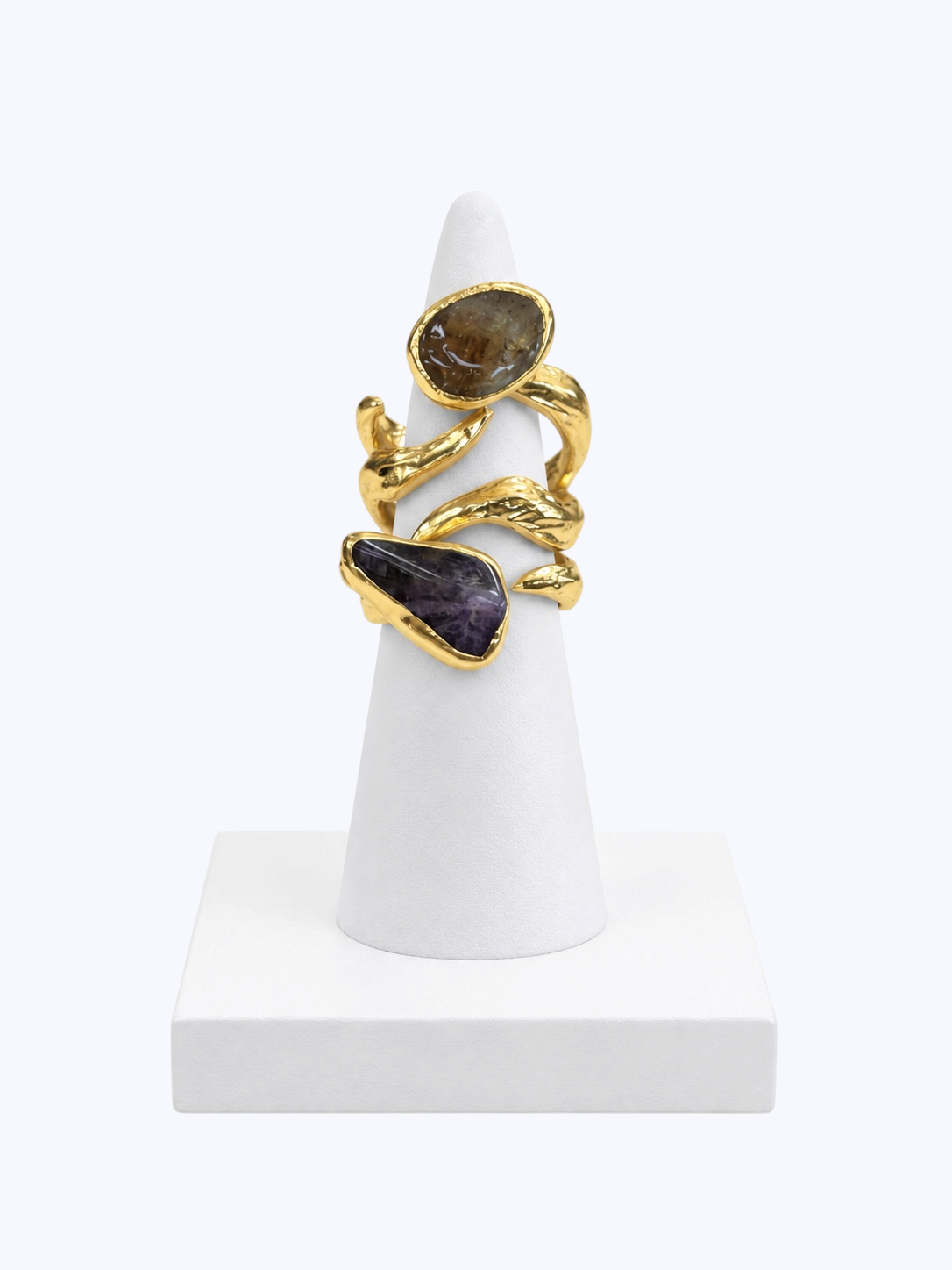 Natural stone with a 14K gold-plated Ring | R0146