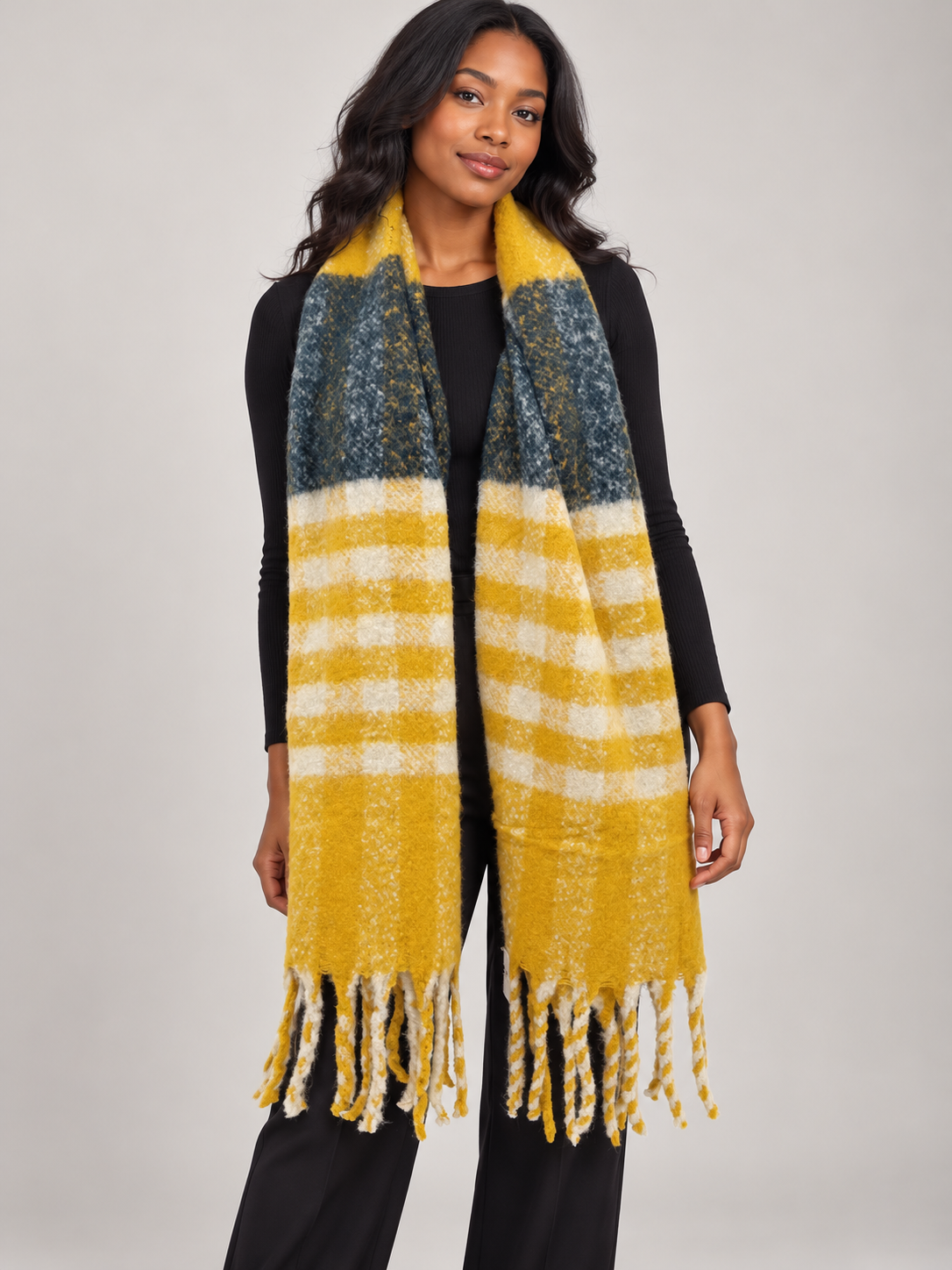 Fringed Colorblock Winter Scarf | SS0033