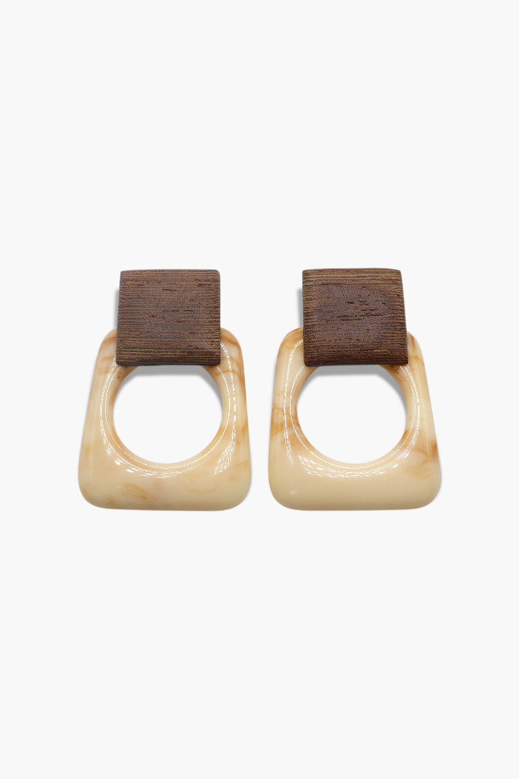 E2101 | Wooden Tumble Stone Earrings | TSW5951