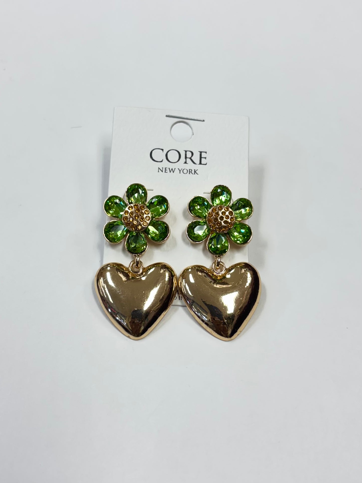 E2005 | Floral Heart Drop Earrings | TE3181G
