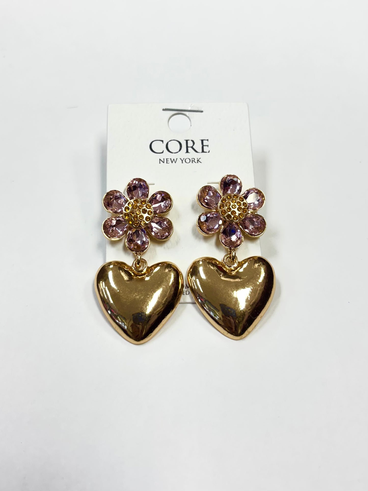 E2005 | Floral Heart Drop Earrings | TE3181G