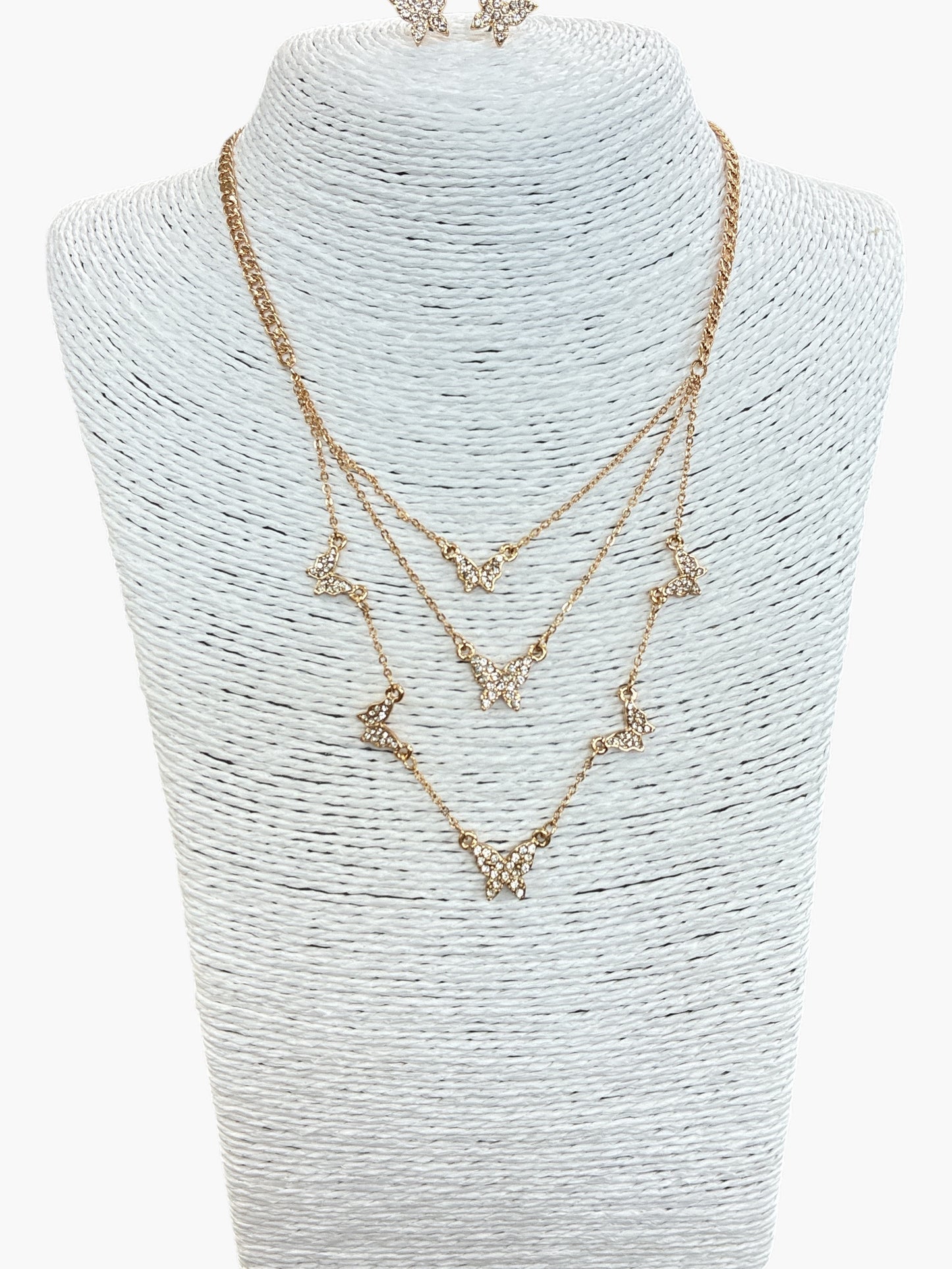 N0225 | Layered Butterfly Necklace Set | CNE1229