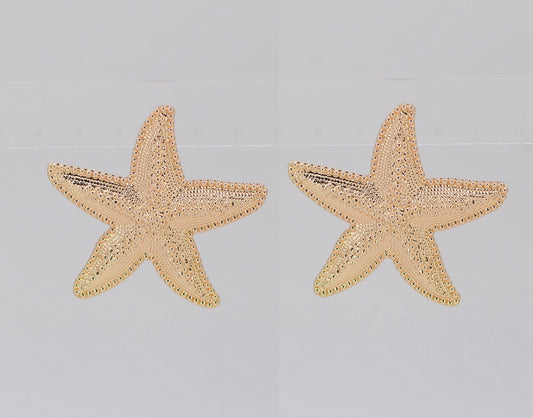 E0904 78E5017 Metal Sealife Starfish Design Drop Post Earrings