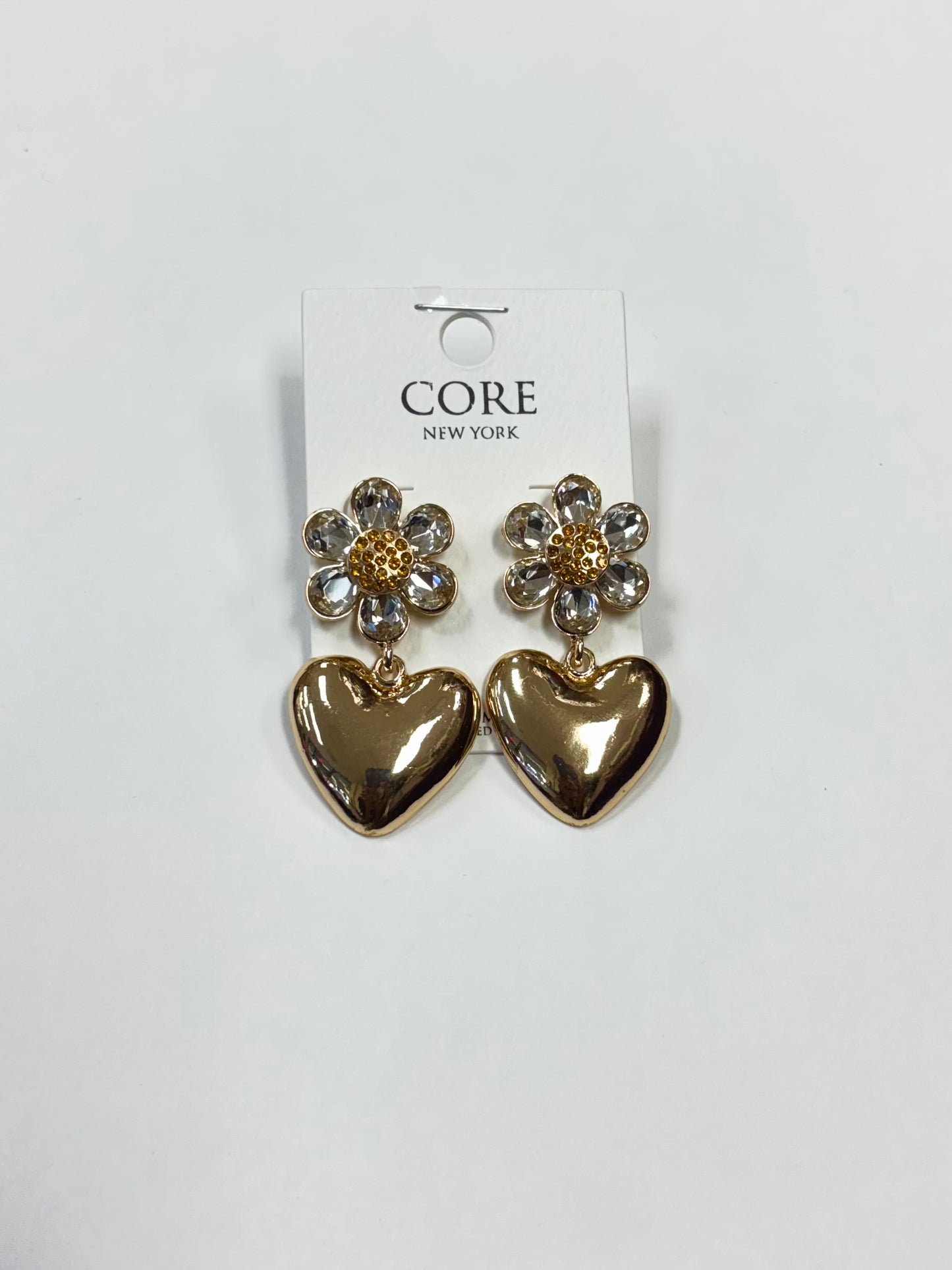 E2005 | Floral Heart Drop Earrings | TE3181G