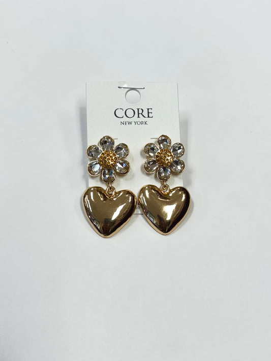 E2005 | Floral Heart Drop Earrings | TE3181G