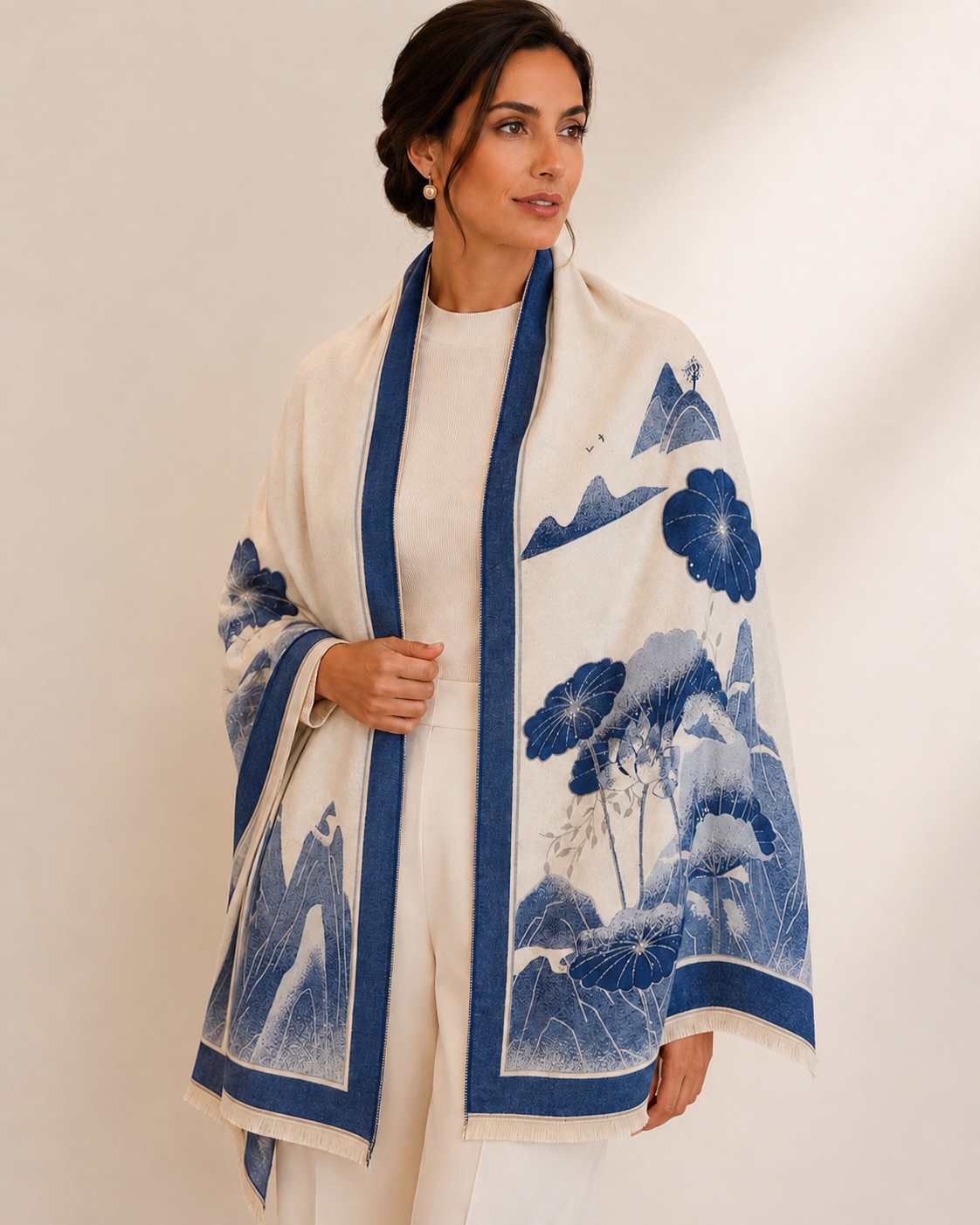 Floral Fringe Wrap Scarf | SS0016