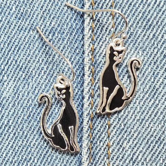 E1081 AE2741 Animal Cat Design Drop Dangle Earrings