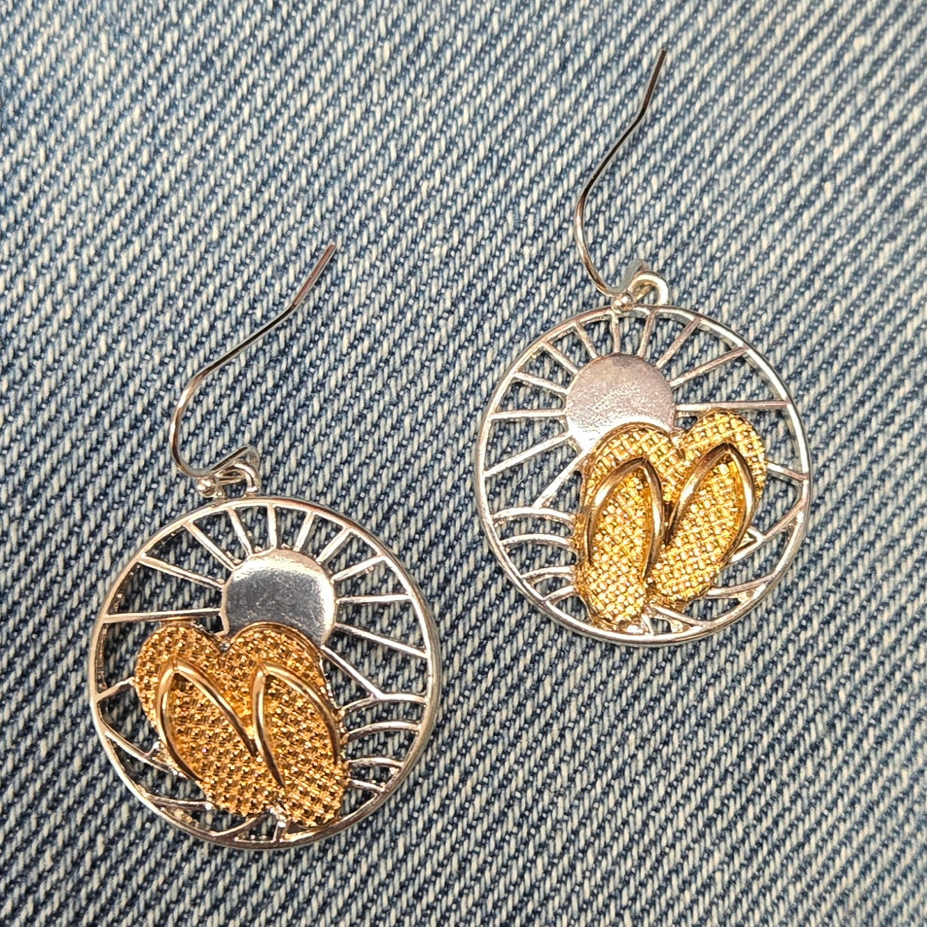 E0963 AE3853 Sun Slipper design Circle Shape Drop Dangle Hook Earrings