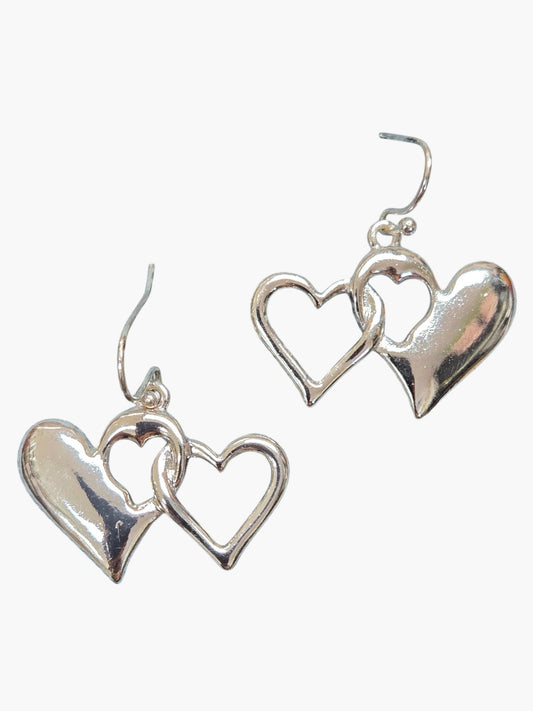 E1085| Double Heart Design Drop Dangle Hook Earrings |AE4123