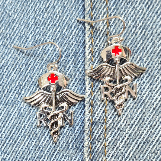E1089 AE4125 NP Nurse Design Drop Dangle Earrings