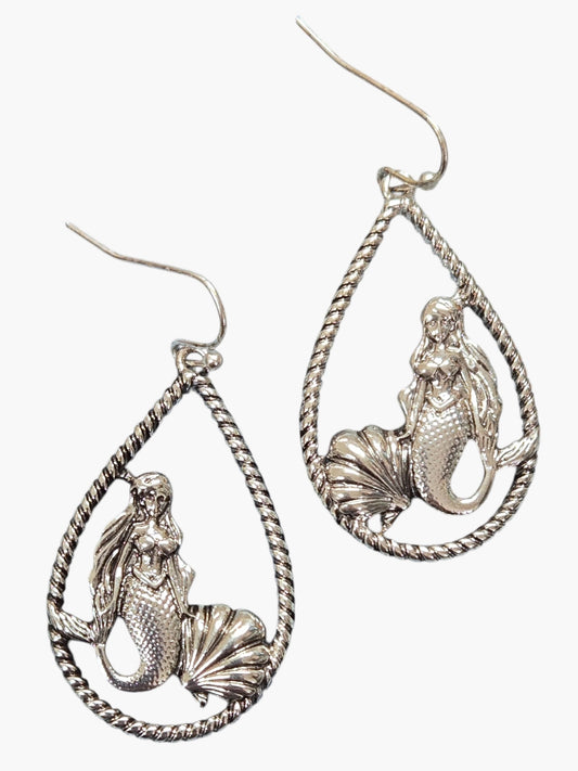 E1090 | Mermaid Design Teardrop Shape Drop dangle Earrings|AE4190