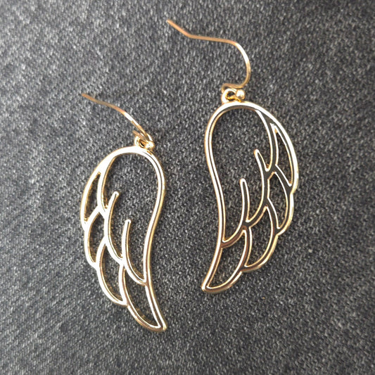 E0988 AE5026 Metal Outlined Angel Wing Shape Drop Dangle Hook earrings