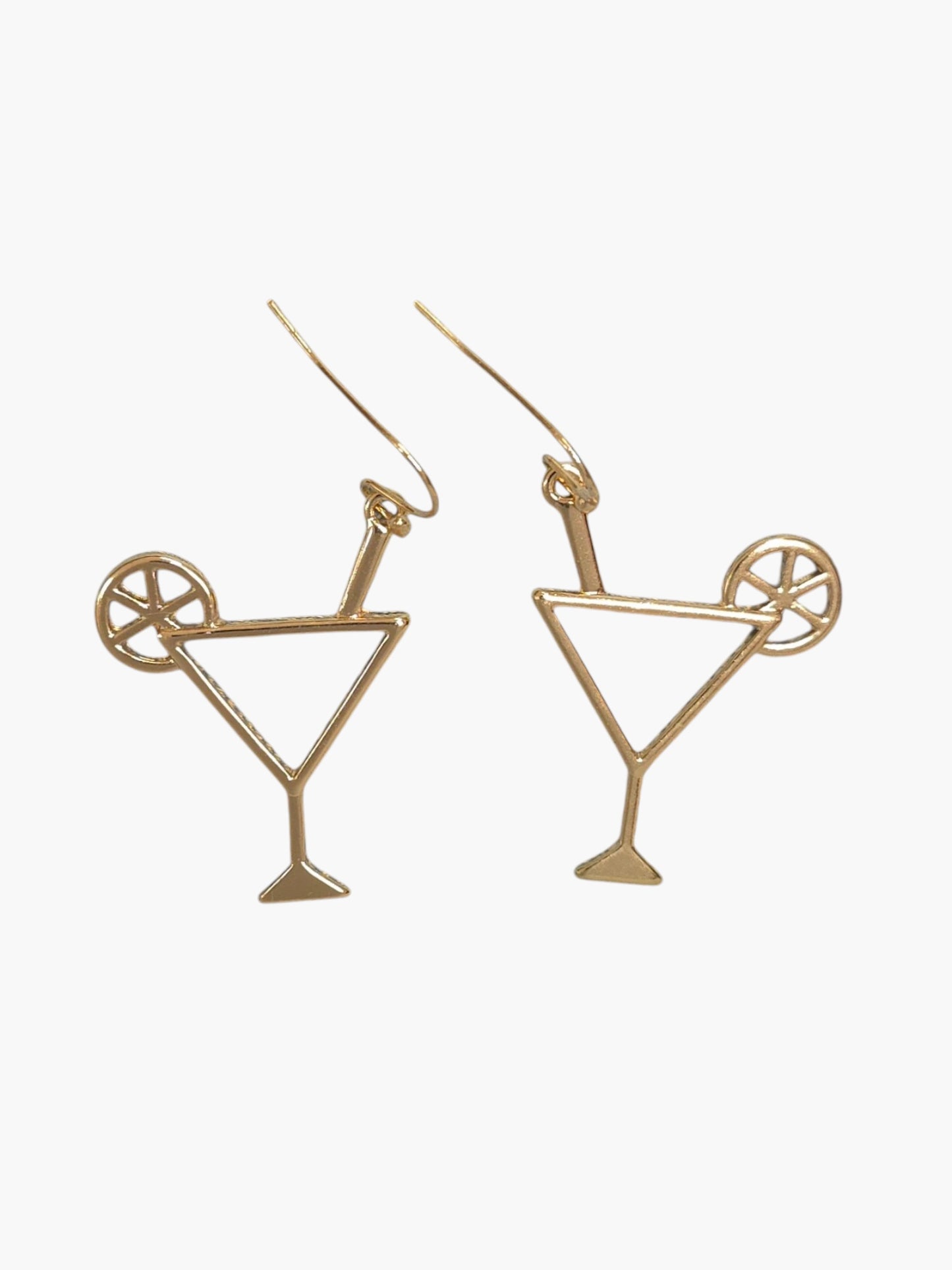 E0992|  Metal Outlined Cocktail Glass Design Drop Dangle Hook Earrings |AE5040
