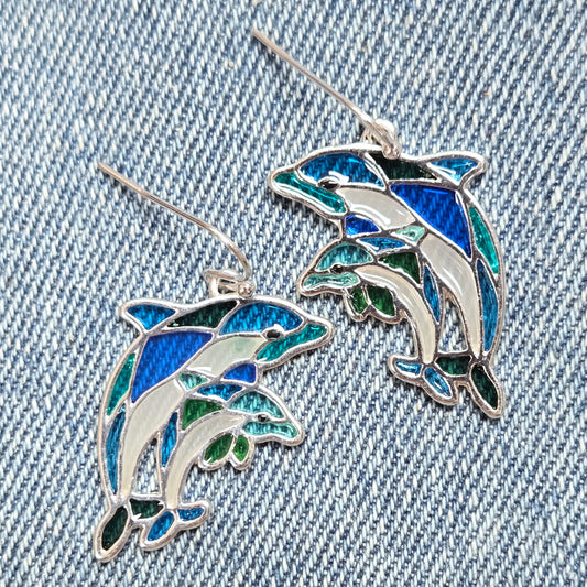 E1330 AE5890 Dolphin Dangle Earrings