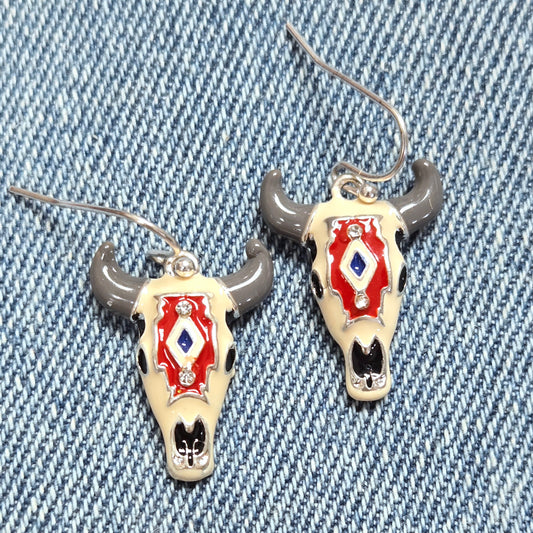 E1263 AE6168 Cow Head Design Drop Dangle Earrings