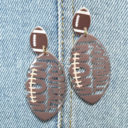 E1078 AE6331 Acrylic Football MOM Design Drop dangle Earrings