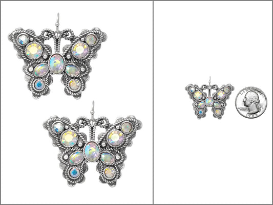 E1195 AE8463 Butterfly Semi-Stone Deco Drop Dangle Earrings